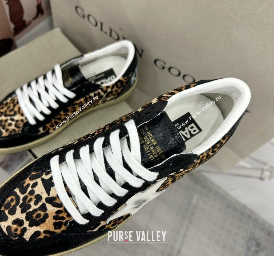 Golden Goose GGDB Ball Star Sneakers in Leopard Print and Black Crinkled Leather 2024 0328 (MD-240328109)