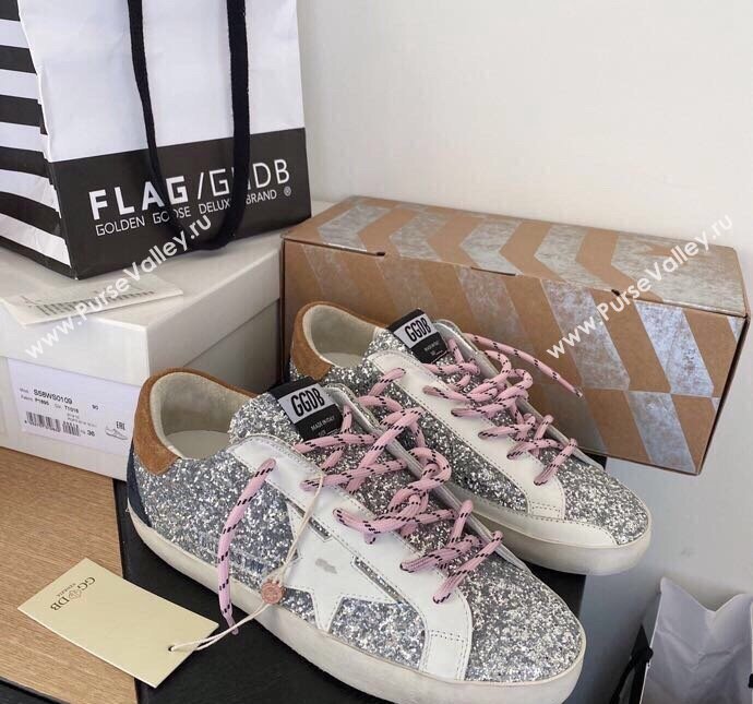 Golden Goose GGDB Super-Star Sneakers in Glitters Silver/Pink 2024 0328 (MD-240328114)