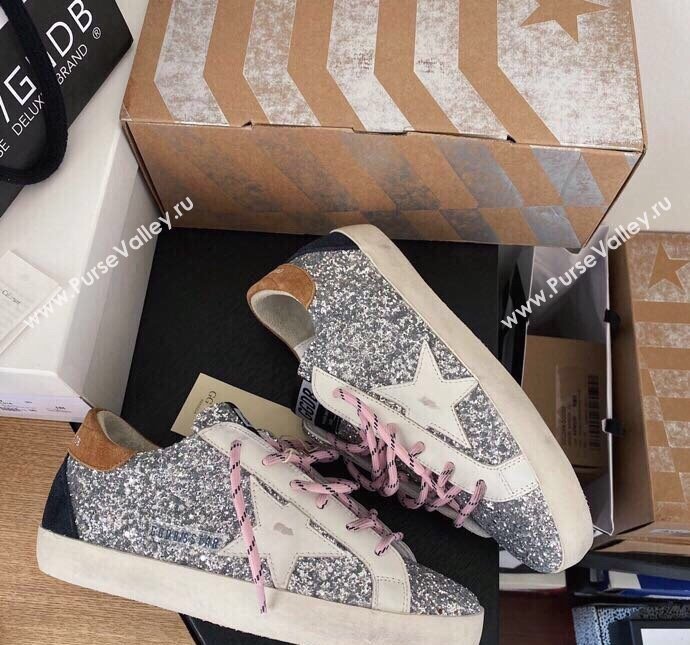Golden Goose GGDB Super-Star Sneakers in Glitters Silver/Pink 2024 0328 (MD-240328114)