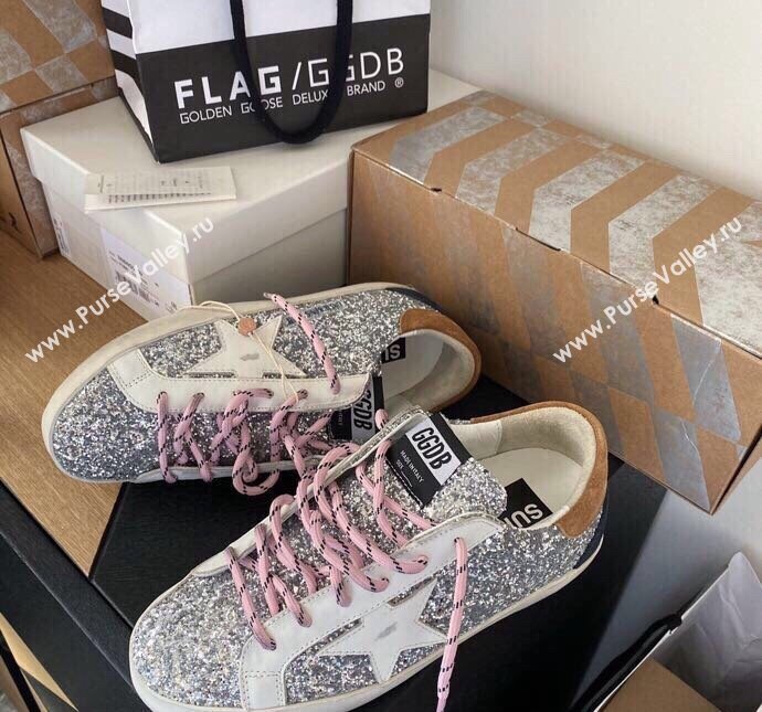 Golden Goose GGDB Super-Star Sneakers in Glitters Silver/Pink 2024 0328 (MD-240328114)