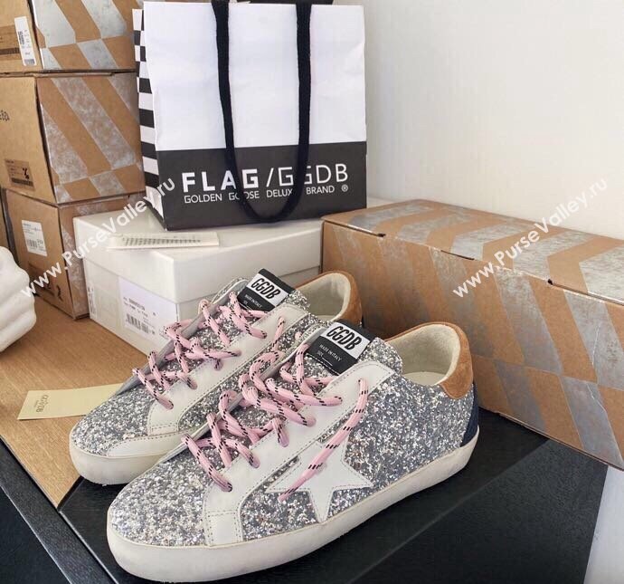 Golden Goose GGDB Super-Star Sneakers in Glitters Silver/Pink 2024 0328 (MD-240328114)