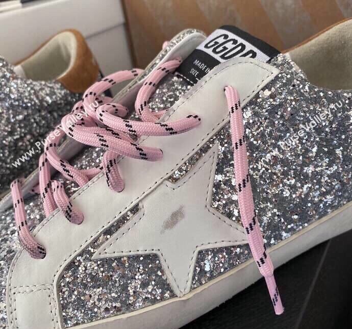 Golden Goose GGDB Super-Star Sneakers in Glitters Silver/Pink 2024 0328 (MD-240328114)
