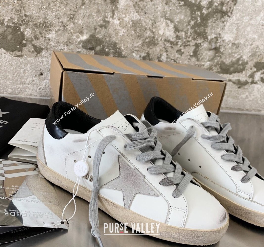 Golden Goose GGDB Super-Star Sneakers in White Calfskin and Silver Star 2024 032801 (MD-240328115)
