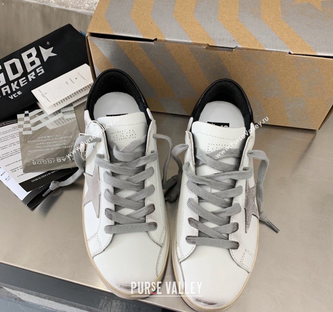 Golden Goose GGDB Super-Star Sneakers in White Calfskin and Silver Star 2024 032801 (MD-240328115)