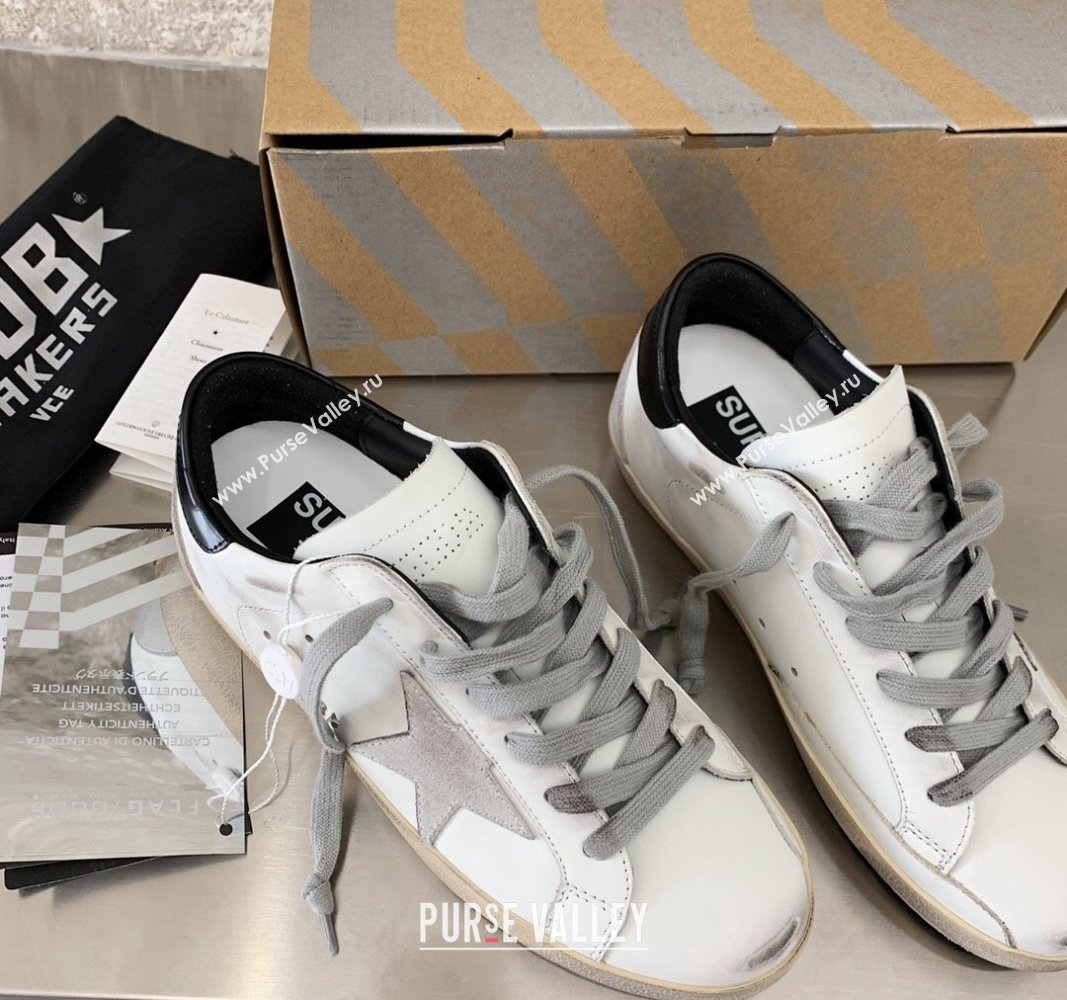 Golden Goose GGDB Super-Star Sneakers in White Calfskin and Silver Star 2024 032801 (MD-240328115)