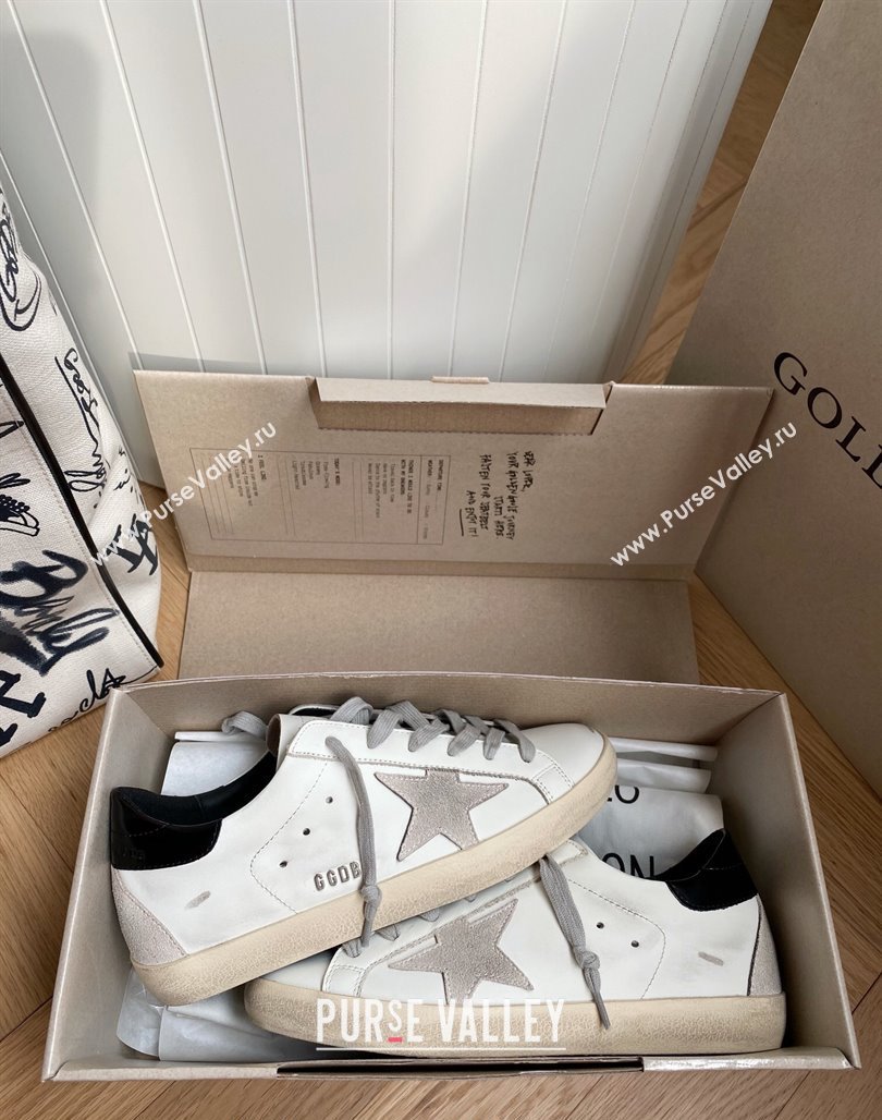 Golden Goose GGDB Super-Star Sneakers in White Calfskin and Silver Star 2024 032801 (MD-240328115)