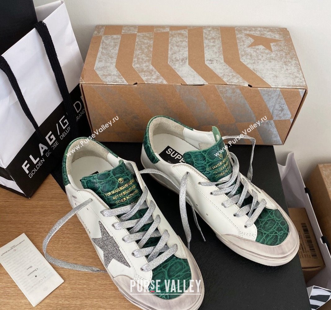 Golden Goose GGDB Super-Star Sneakers in Calfskin White/Green/Silver 2024 0328 (MD-240328116)