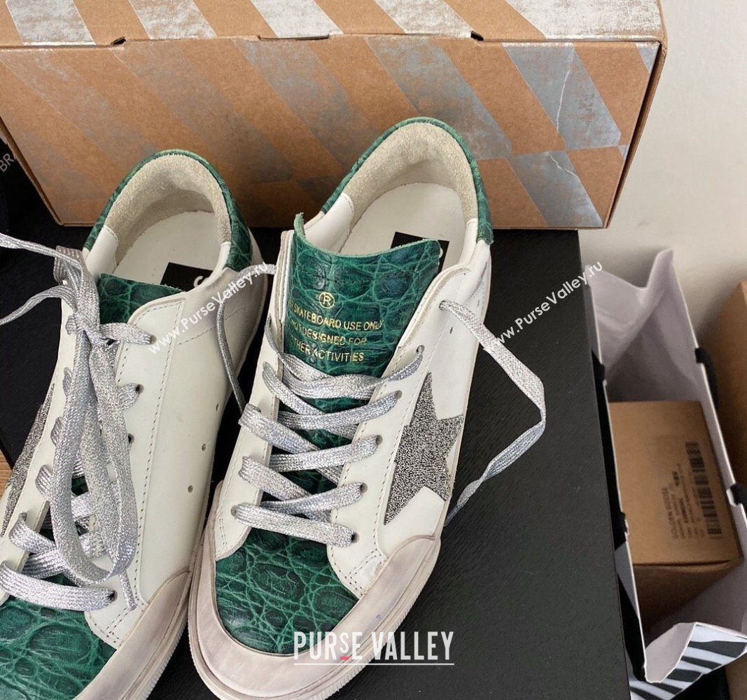Golden Goose GGDB Super-Star Sneakers in Calfskin White/Green/Silver 2024 0328 (MD-240328116)