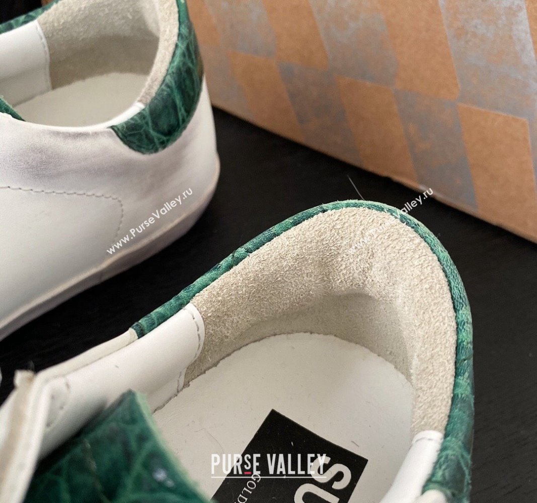 Golden Goose GGDB Super-Star Sneakers in Calfskin White/Green/Silver 2024 0328 (MD-240328116)