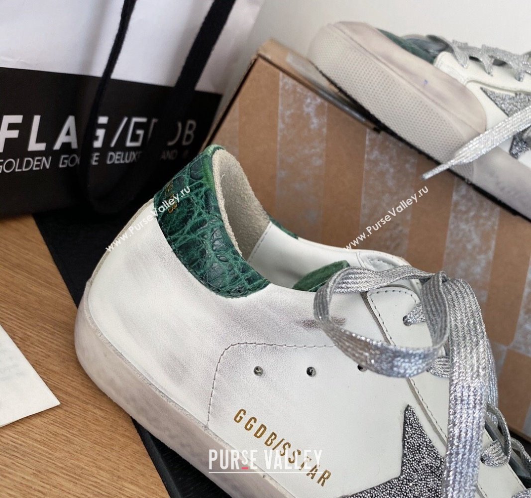 Golden Goose GGDB Super-Star Sneakers in Calfskin White/Green/Silver 2024 0328 (MD-240328116)