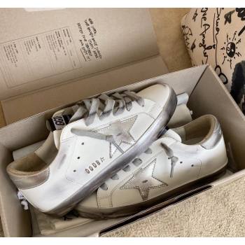 Golden Goose GGDB Super-Star Sneakers in White Calfskin and Silver Star 2024 032802 (MD-240328117)