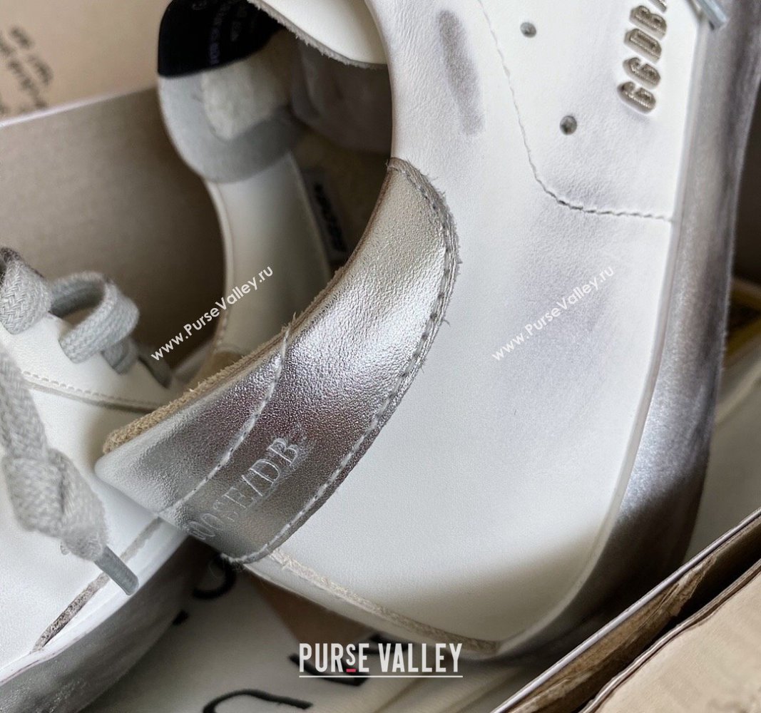 Golden Goose GGDB Super-Star Sneakers in White Calfskin and Silver Star 2024 032802 (MD-240328117)