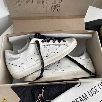 Golden Goose GGDB Super-Star Sneakers in White Calfskin and Love Star 2024 0328 (MD-240328118)