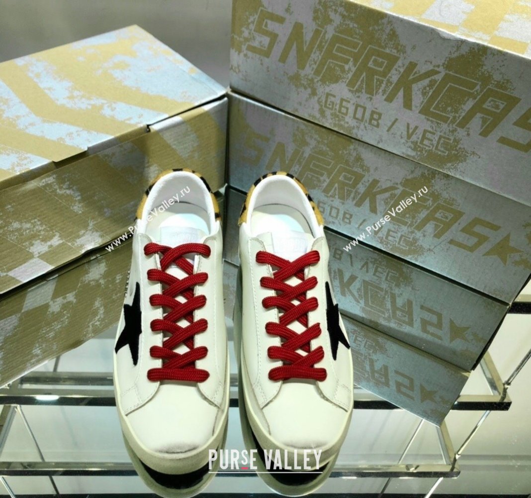 Golden Goose GGDB Super-Star Sneakers in Calfskin White/Black/Red 2024 0328 (MD-240328121)