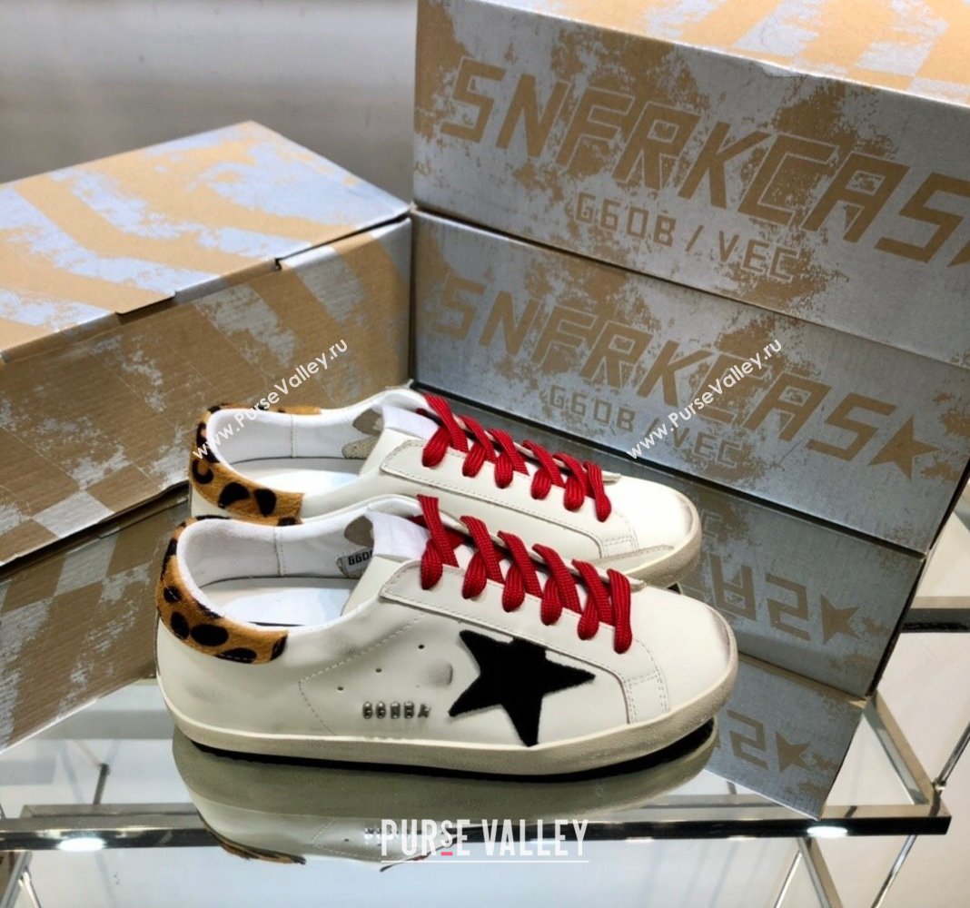 Golden Goose GGDB Super-Star Sneakers in Calfskin White/Black/Red 2024 0328 (MD-240328121)