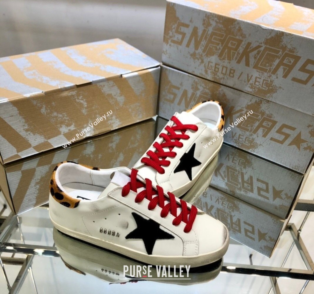 Golden Goose GGDB Super-Star Sneakers in Calfskin White/Black/Red 2024 0328 (MD-240328121)