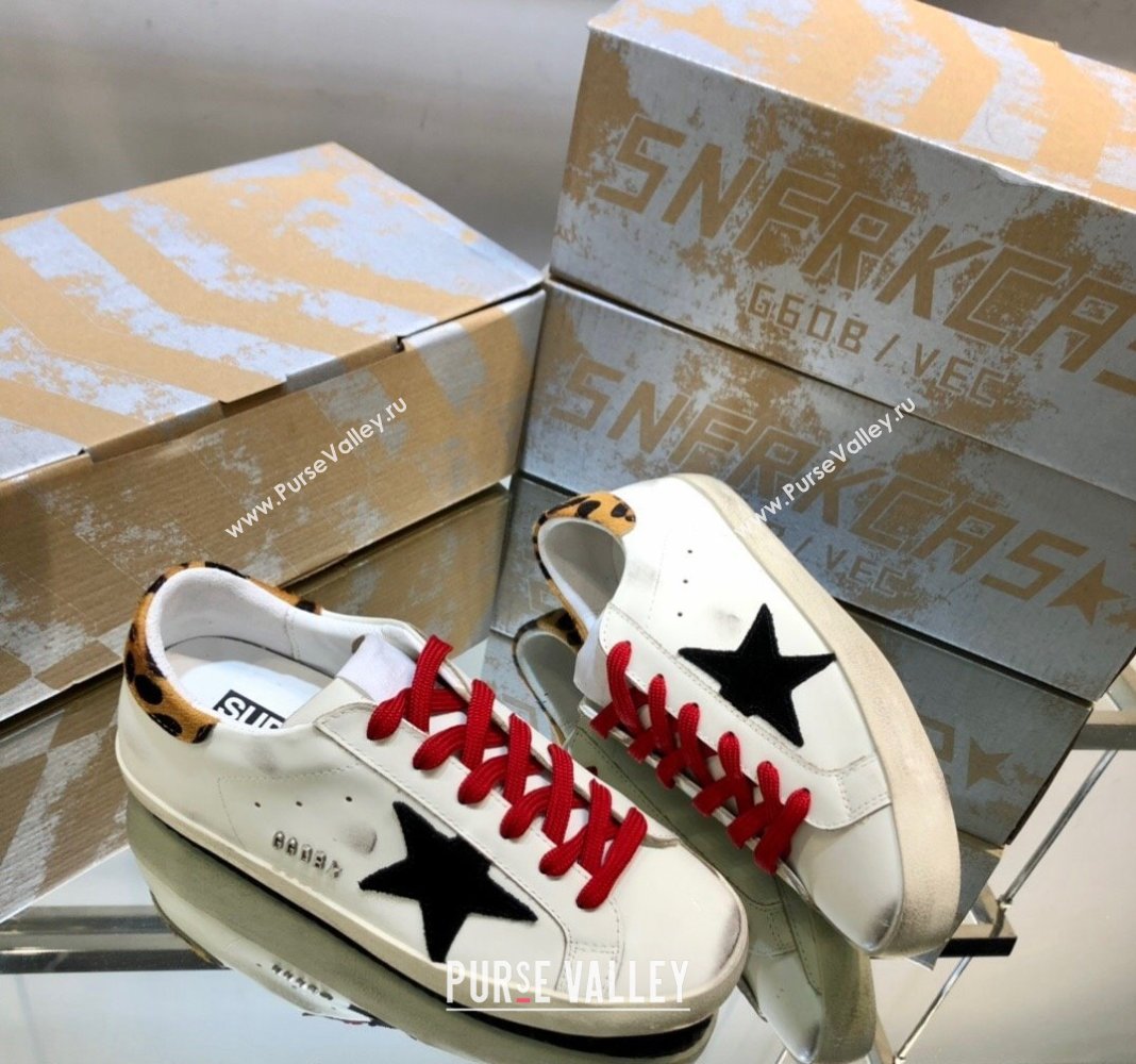 Golden Goose GGDB Super-Star Sneakers in Calfskin White/Black/Red 2024 0328 (MD-240328121)