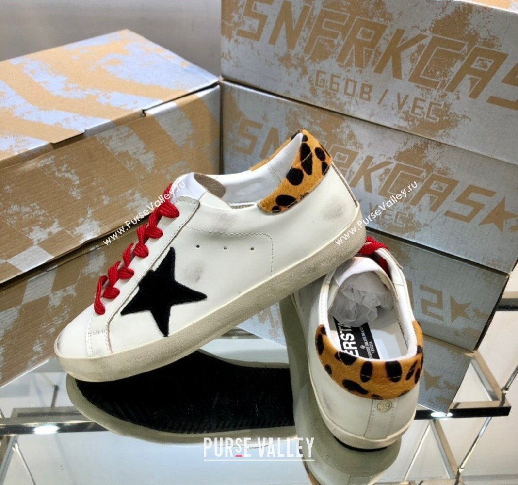 Golden Goose GGDB Super-Star Sneakers in Calfskin White/Black/Red 2024 0328 (MD-240328121)