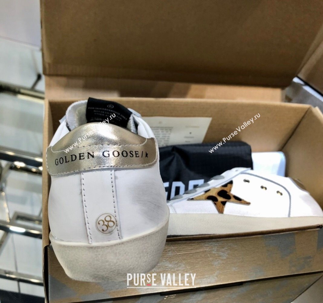 Golden Goose GGDB Super-Star Sneakers in White Calfskin and Silver Glitter 2024 0328 (MD-240328124)