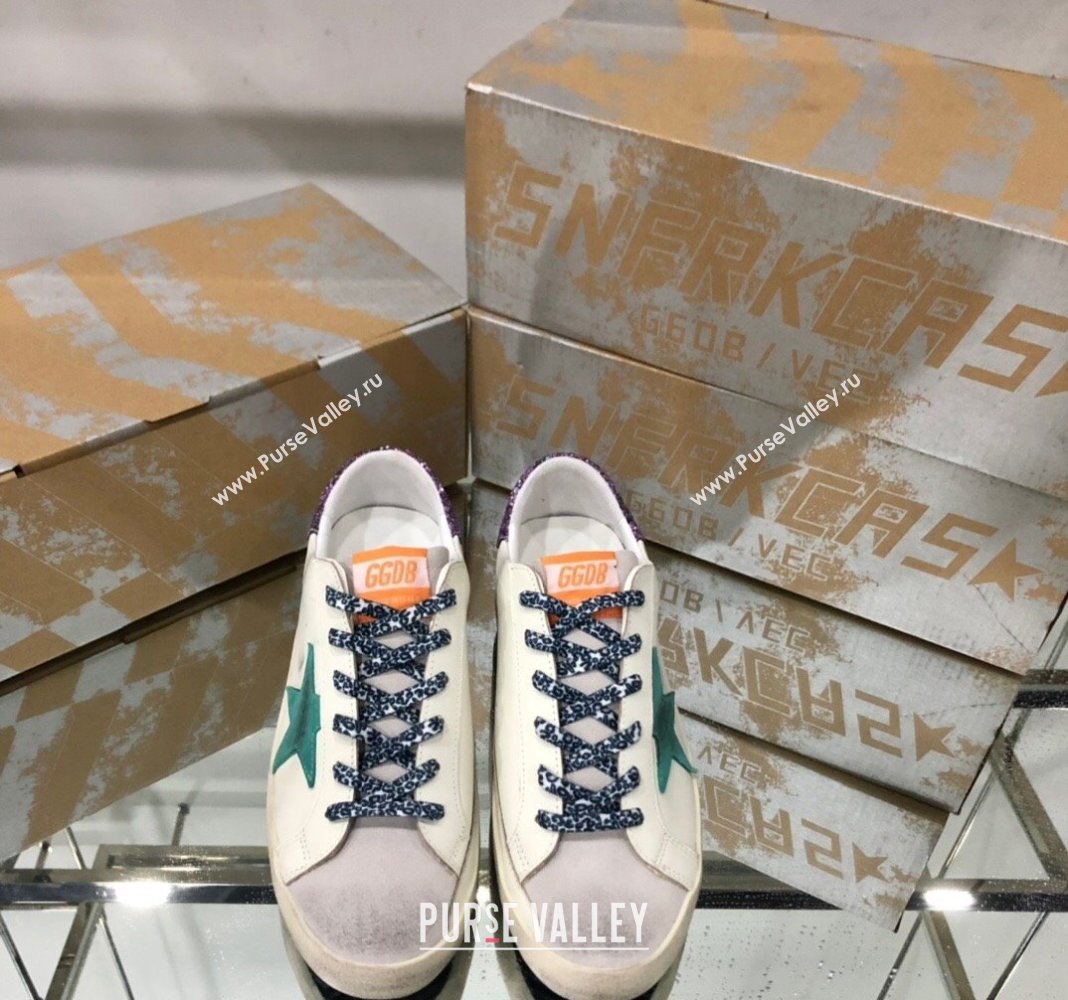 Golden Goose GGDB Super-Star Sneakers in Calfskin White/Green/Purple 2024 (MD-240328125)