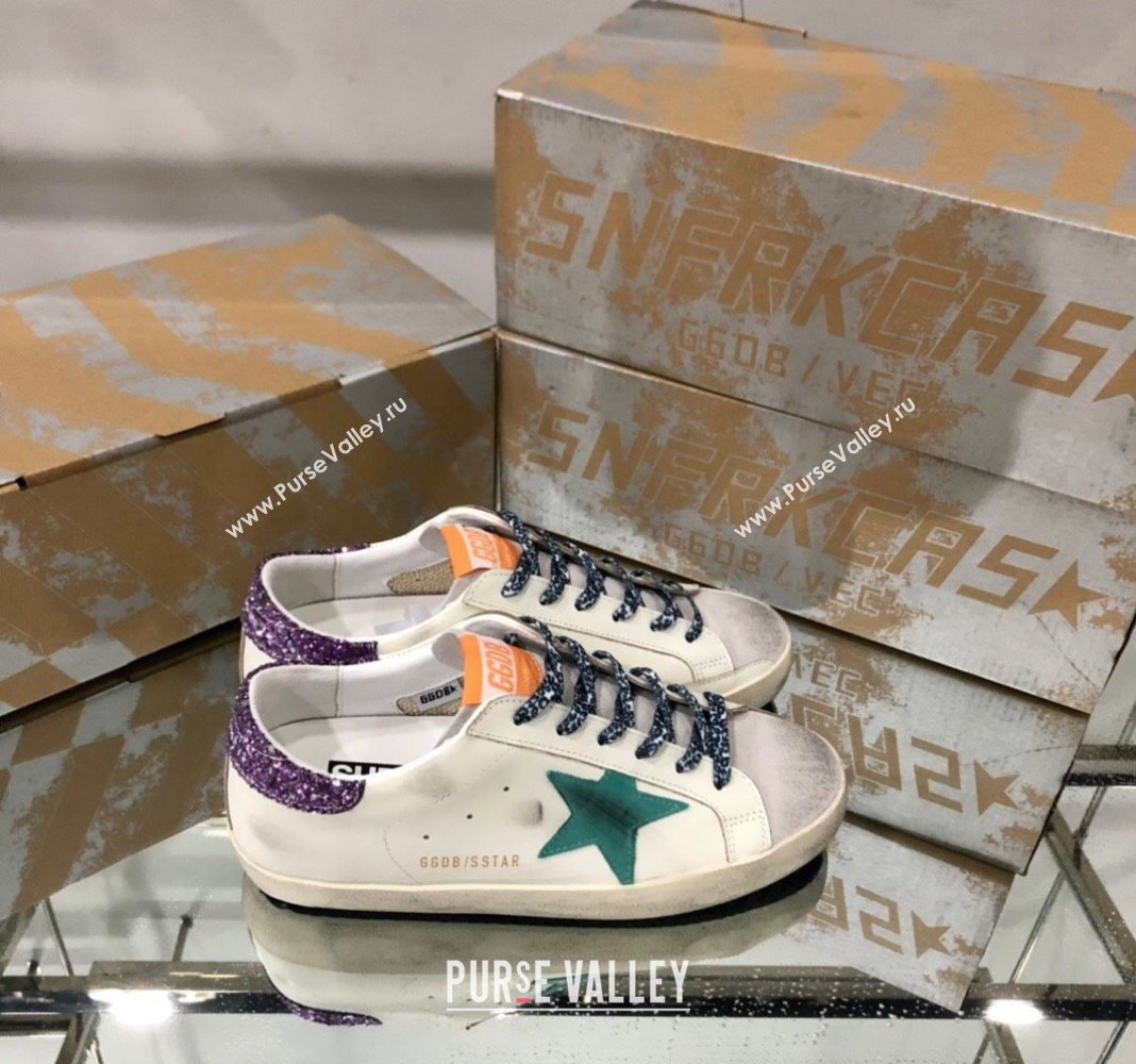 Golden Goose GGDB Super-Star Sneakers in Calfskin White/Green/Purple 2024 (MD-240328125)