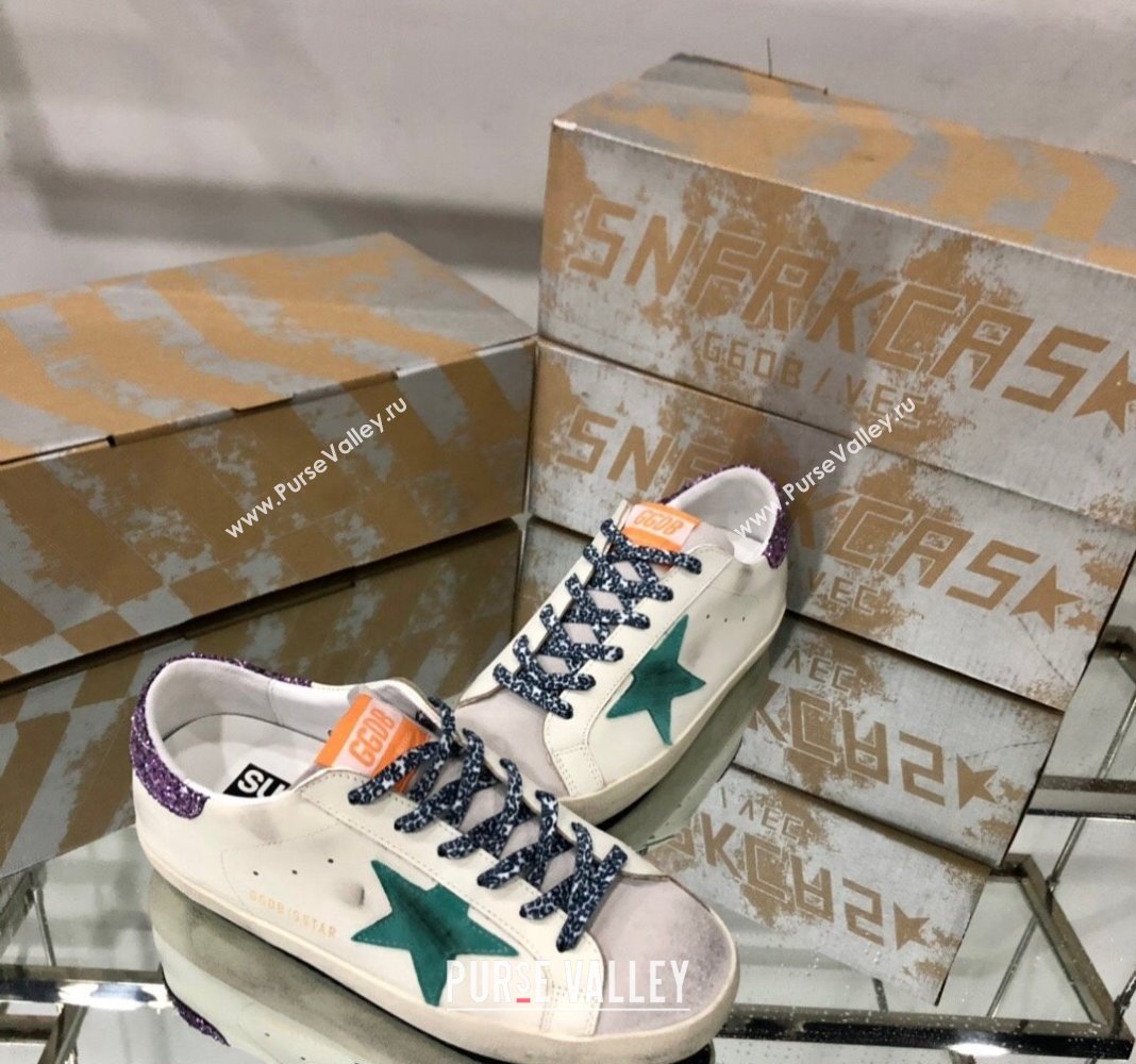 Golden Goose GGDB Super-Star Sneakers in Calfskin White/Green/Purple 2024 (MD-240328125)