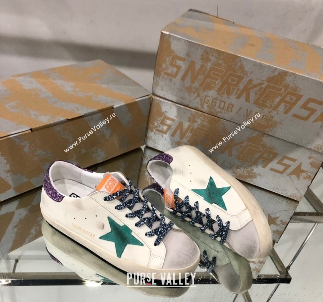 Golden Goose GGDB Super-Star Sneakers in Calfskin White/Green/Purple 2024 (MD-240328125)