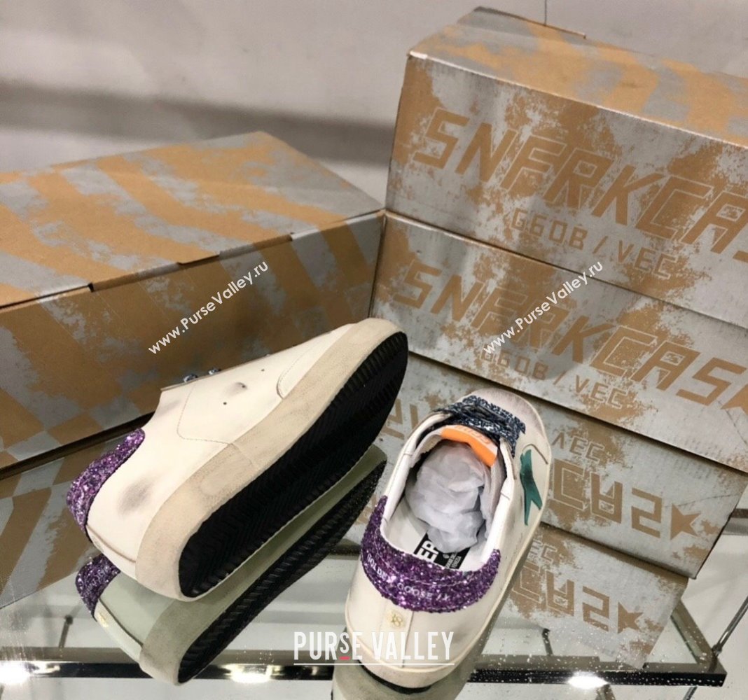 Golden Goose GGDB Super-Star Sneakers in Calfskin White/Green/Purple 2024 (MD-240328125)