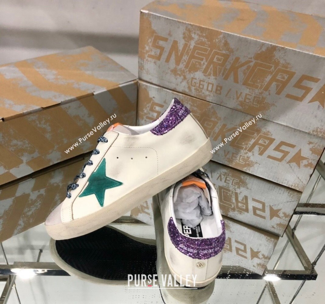 Golden Goose GGDB Super-Star Sneakers in Calfskin White/Green/Purple 2024 (MD-240328125)