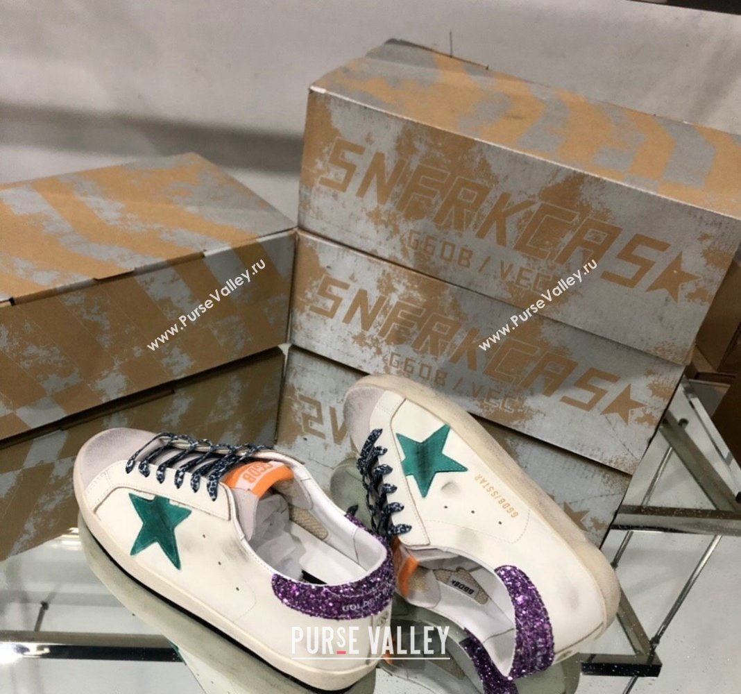 Golden Goose GGDB Super-Star Sneakers in Calfskin White/Green/Purple 2024 (MD-240328125)
