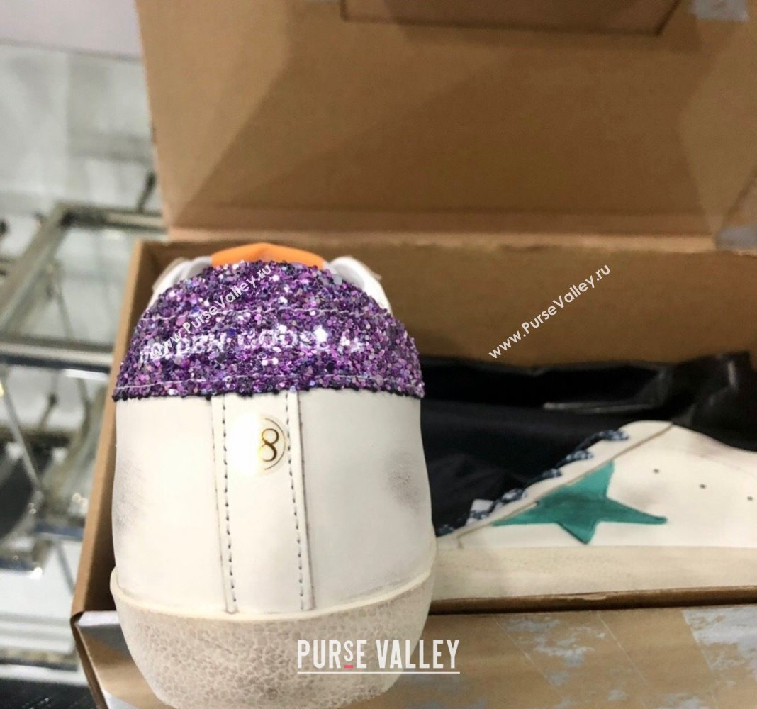 Golden Goose GGDB Super-Star Sneakers in Calfskin White/Green/Purple 2024 (MD-240328125)