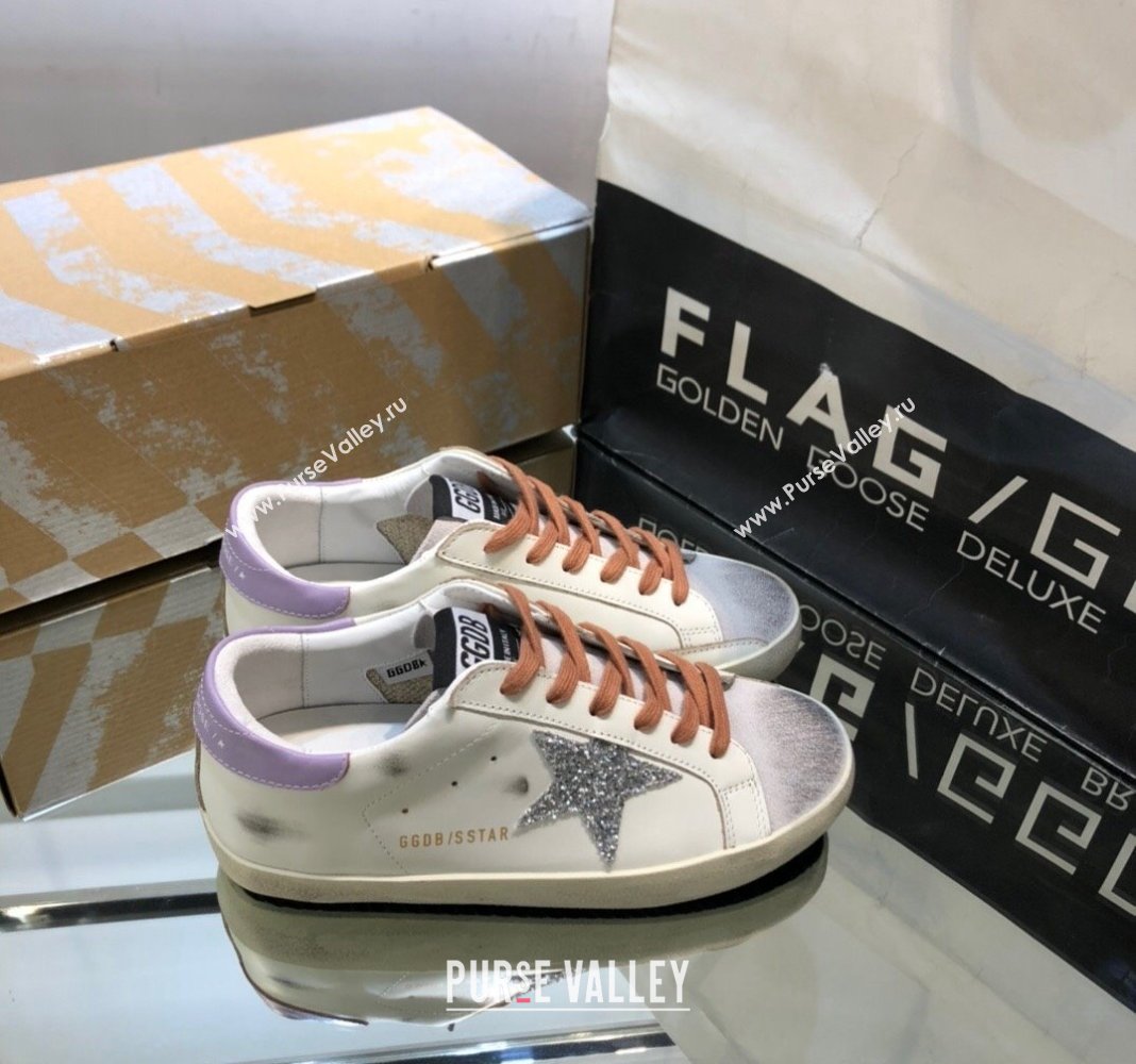 Golden Goose GGDB Super-Star Sneakers in Calfskin White/Light Purple 2024 (MD-240328126)