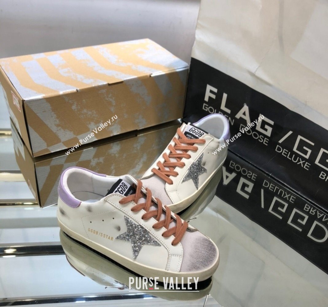 Golden Goose GGDB Super-Star Sneakers in Calfskin White/Light Purple 2024 (MD-240328126)