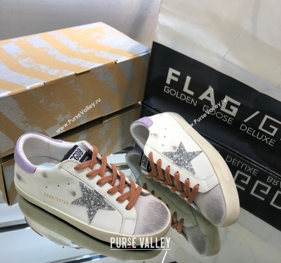 Golden Goose GGDB Super-Star Sneakers in Calfskin White/Light Purple 2024 (MD-240328126)
