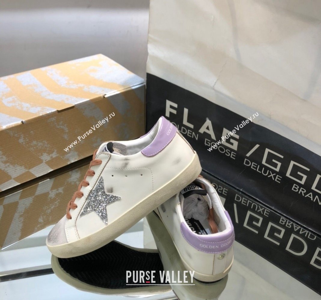 Golden Goose GGDB Super-Star Sneakers in Calfskin White/Light Purple 2024 (MD-240328126)