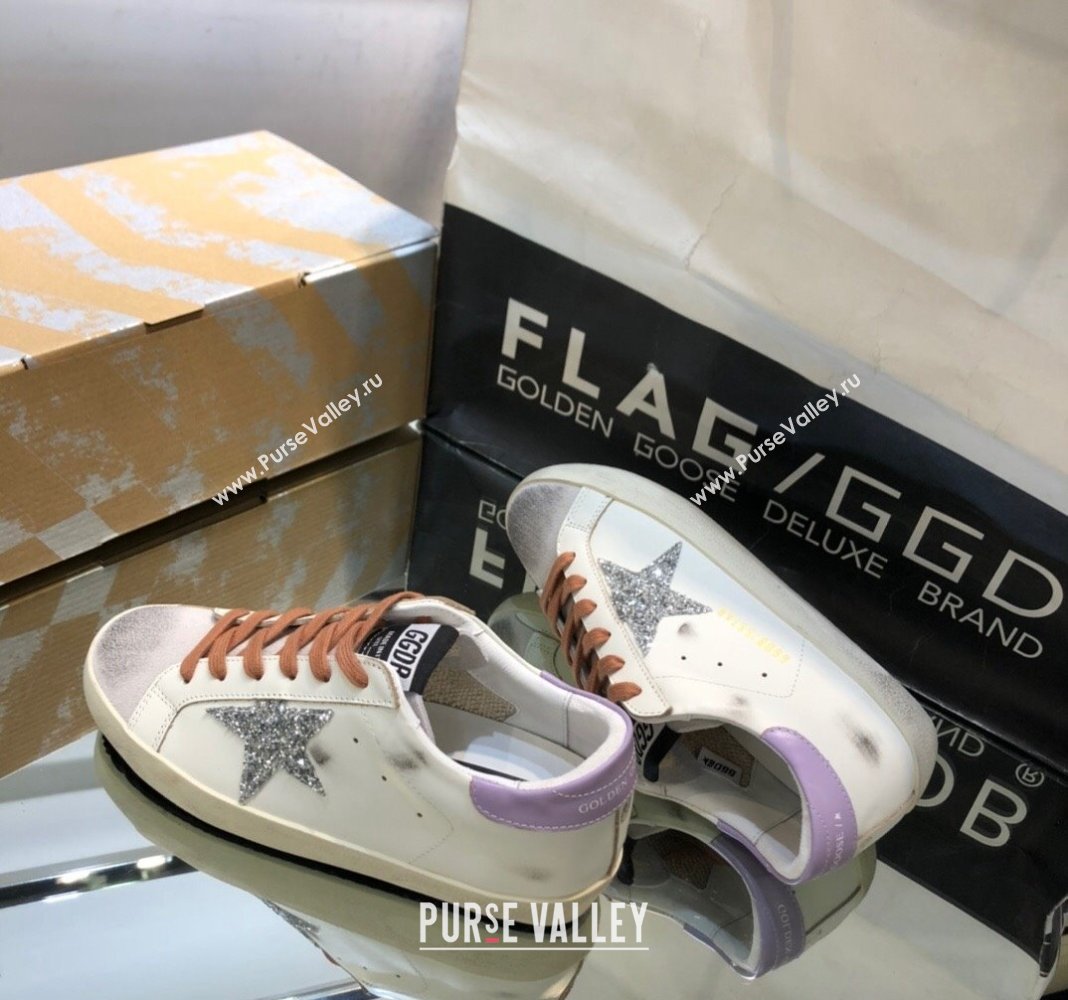 Golden Goose GGDB Super-Star Sneakers in Calfskin White/Light Purple 2024 (MD-240328126)