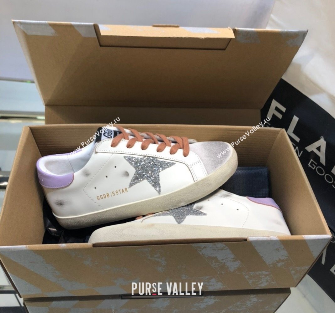 Golden Goose GGDB Super-Star Sneakers in Calfskin White/Light Purple 2024 (MD-240328126)
