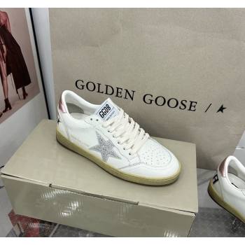 Golden Goose GGDB Ball Star Sneakers in White Calfskin and Crystals Star 2024 0328 (MD-240328098)