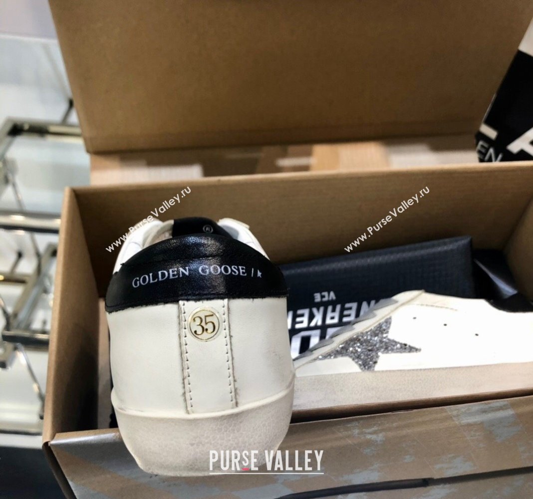 Golden Goose GGDB Super-Star Sneakers in White Calfskin and Silver Glitter Star 2024 (MD-240328127)