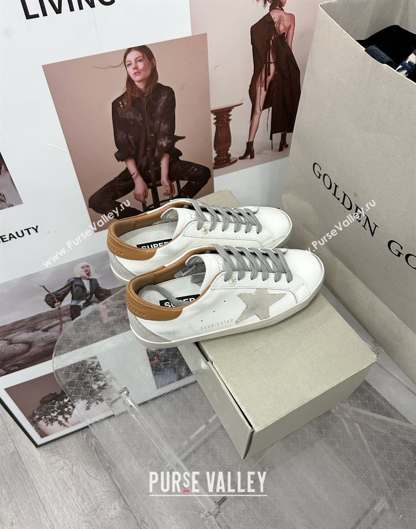 Golden Goose GGDB Super-Star Sneakers in White Calfskin and Grey Star 2024 0328 (MD-240328129)