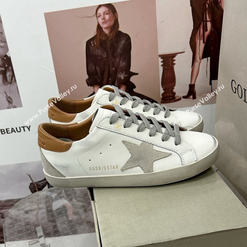 Golden Goose GGDB Super-Star Sneakers in White Calfskin and Grey Star 2024 0328 (MD-240328129)