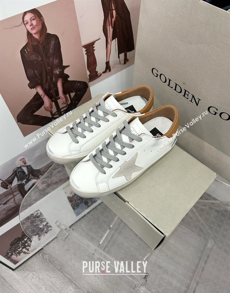 Golden Goose GGDB Super-Star Sneakers in White Calfskin and Grey Star 2024 0328 (MD-240328129)
