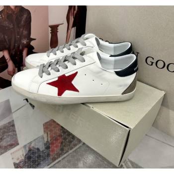 Golden Goose GGDB Super-Star Sneakers in White Calfskin and Red Star 2024 (MD-240328130)