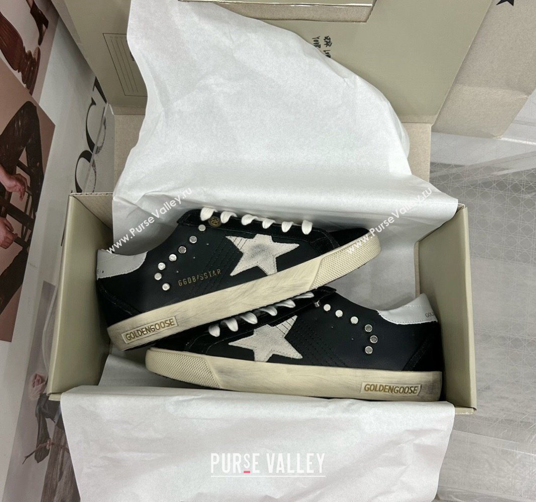 Golden Goose GGDB Super-Star Sneakers in Black Calfskin and Studs 2024 (MD-240328131)