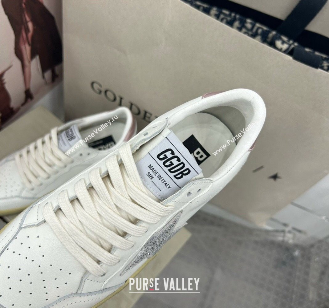 Golden Goose GGDB Ball Star Sneakers in White Calfskin and Crystals Star 2024 0328 (MD-240328098)