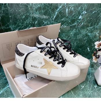 Golden Goose GGDB Super-Star Sneakers in White Calfskin and Gold Leather Star 2024 (MD-240328134)
