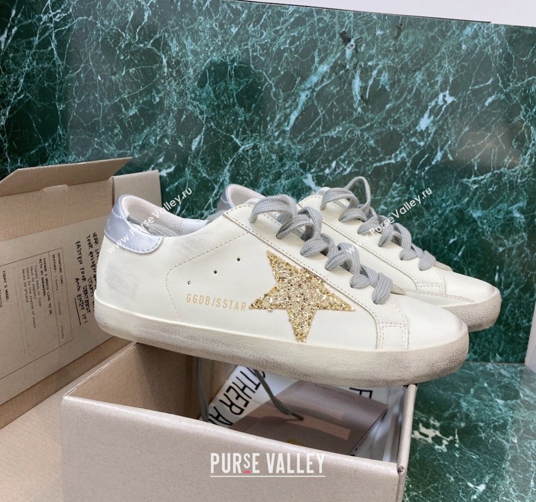 Golden Goose GGDB Super-Star Sneakers in Calfskin White/Gold/Silver 2024 (MD-240328136)