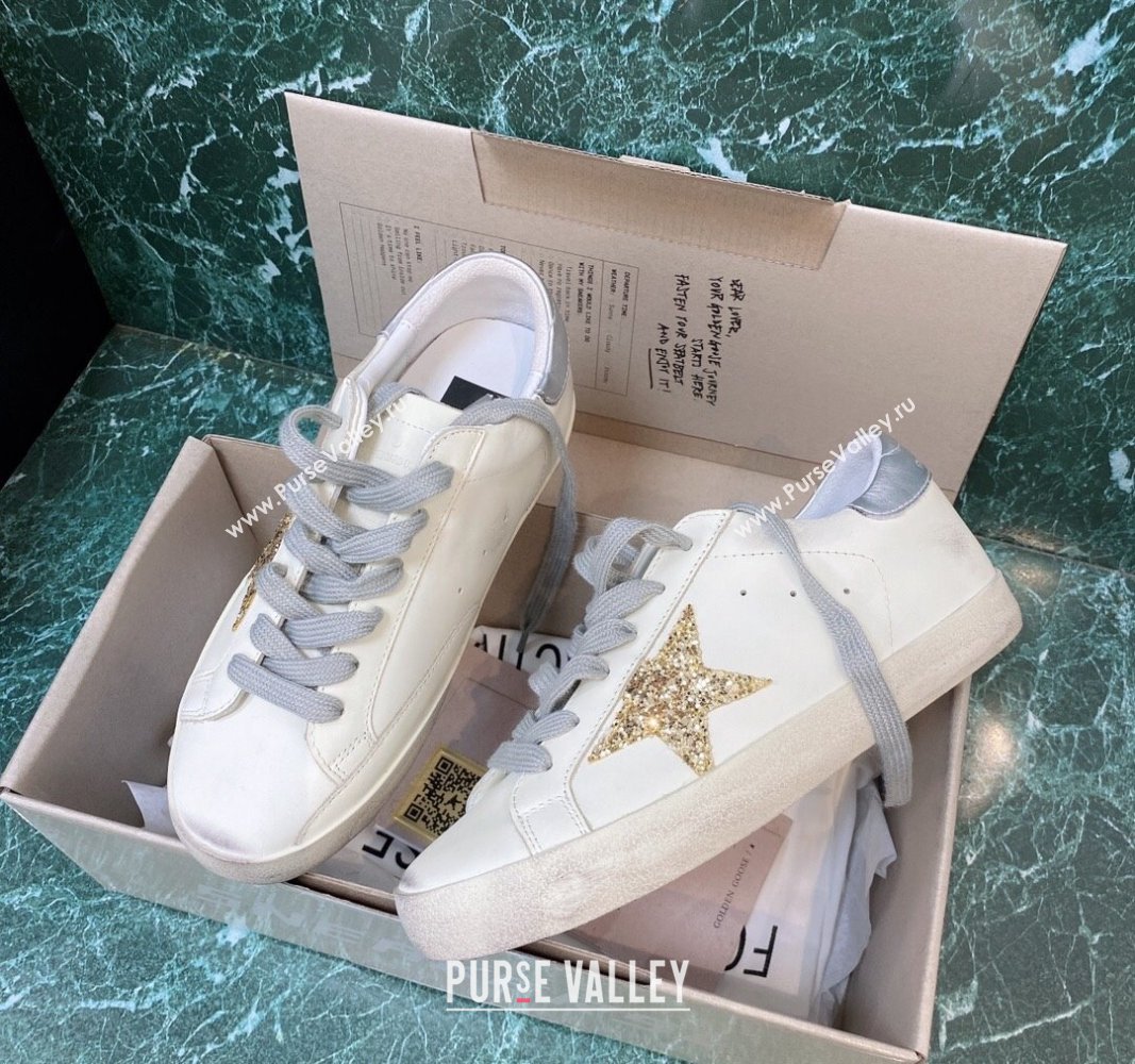 Golden Goose GGDB Super-Star Sneakers in Calfskin White/Gold/Silver 2024 (MD-240328136)