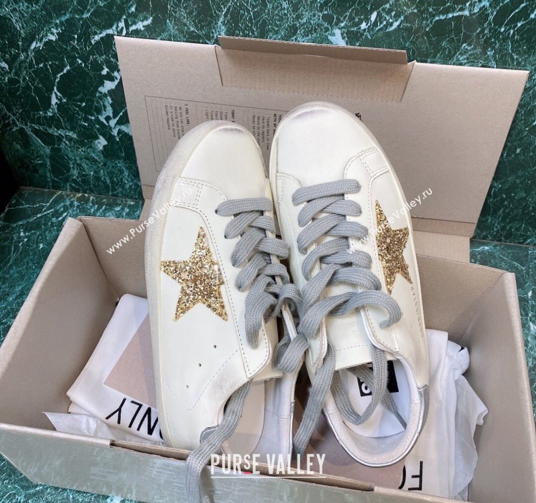 Golden Goose GGDB Super-Star Sneakers in Calfskin White/Gold/Silver 2024 (MD-240328136)