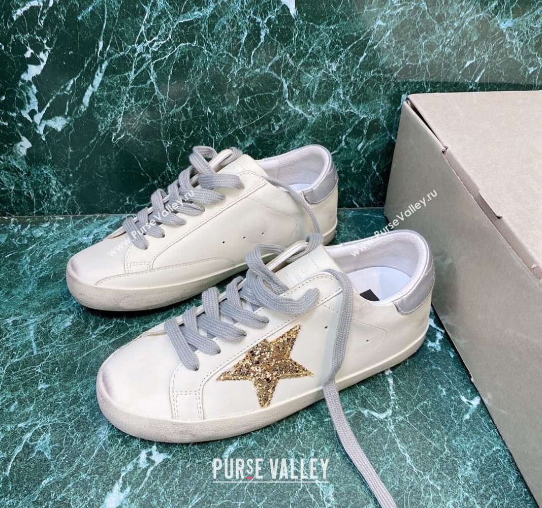 Golden Goose GGDB Super-Star Sneakers in Calfskin White/Gold/Silver 2024 (MD-240328136)